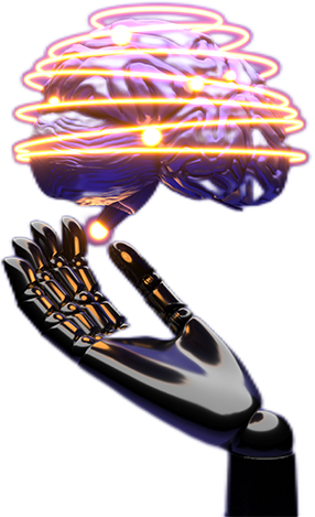 ai cloud concept with robot arm