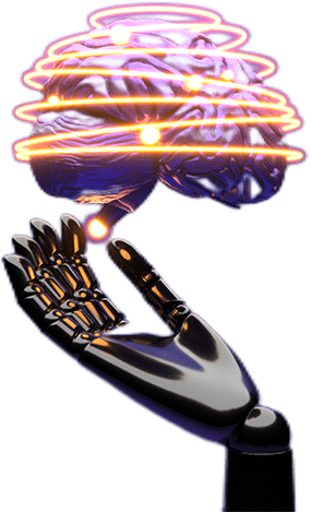 ai cloud concept with robot arm